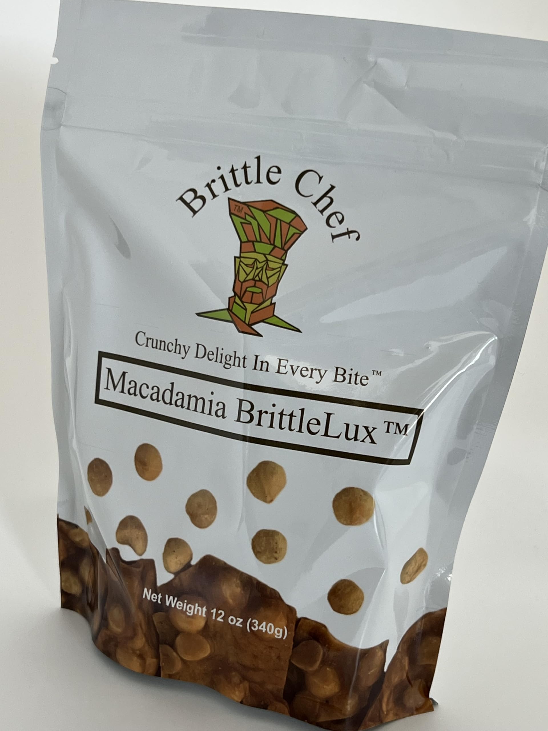 Brittle Chef Macadamia BrittleLux, Premium Nut Brittle Candy, 12 oz
