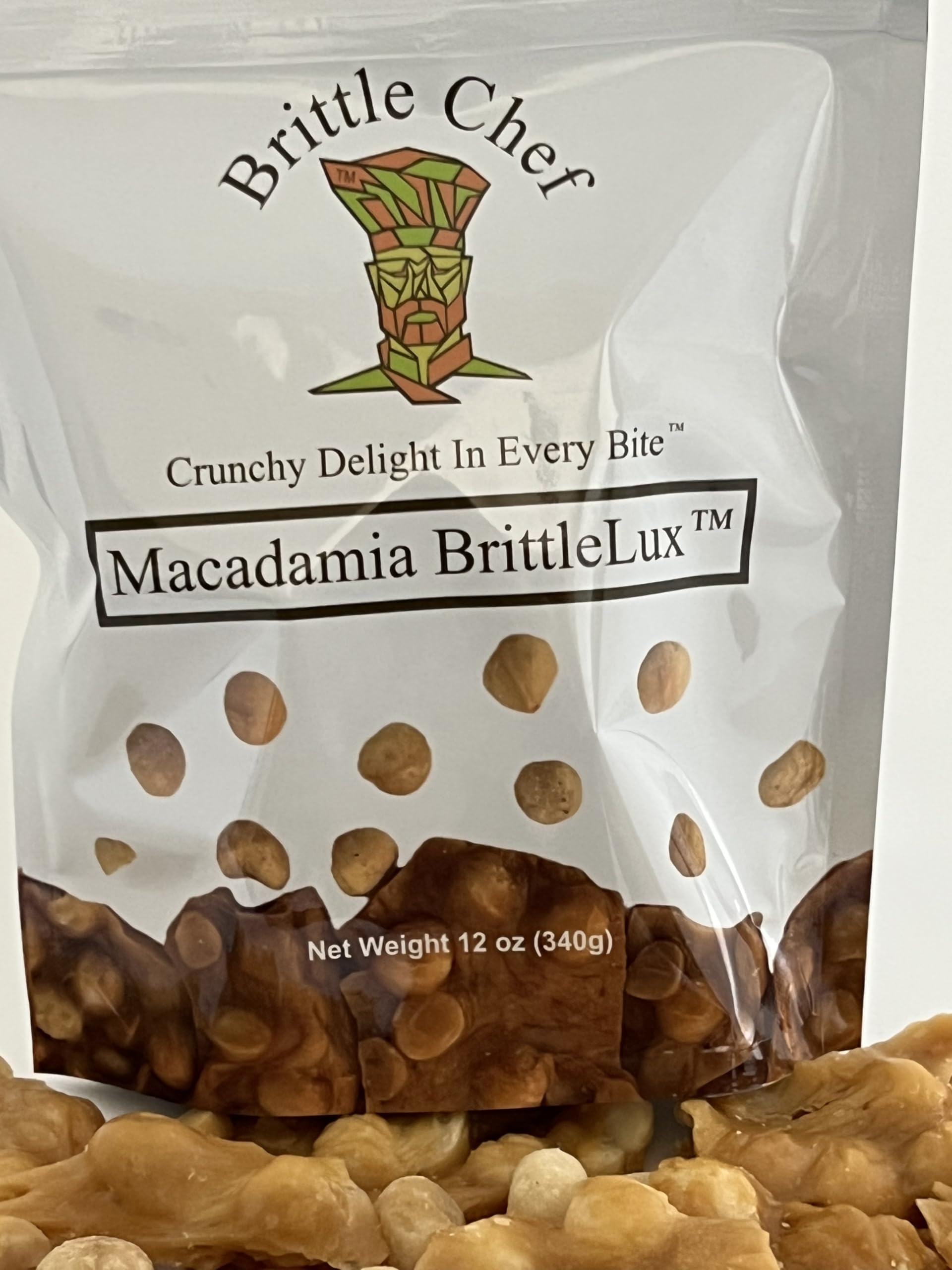 Brittle Chef Macadamia BrittleLux, Premium Nut Brittle Candy, 12 oz