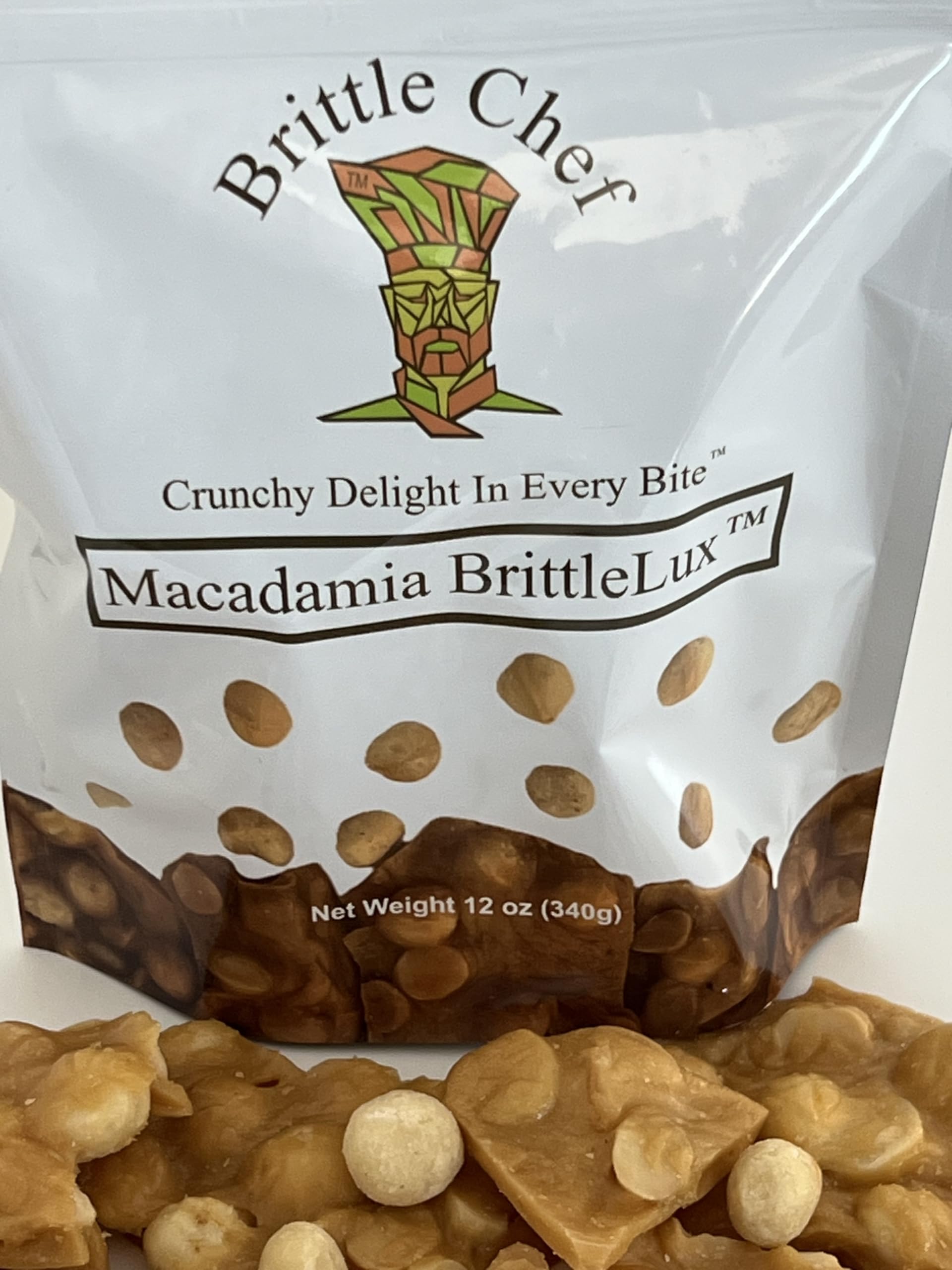 Brittle Chef Macadamia BrittleLux, Premium Nut Brittle Candy, 12 oz