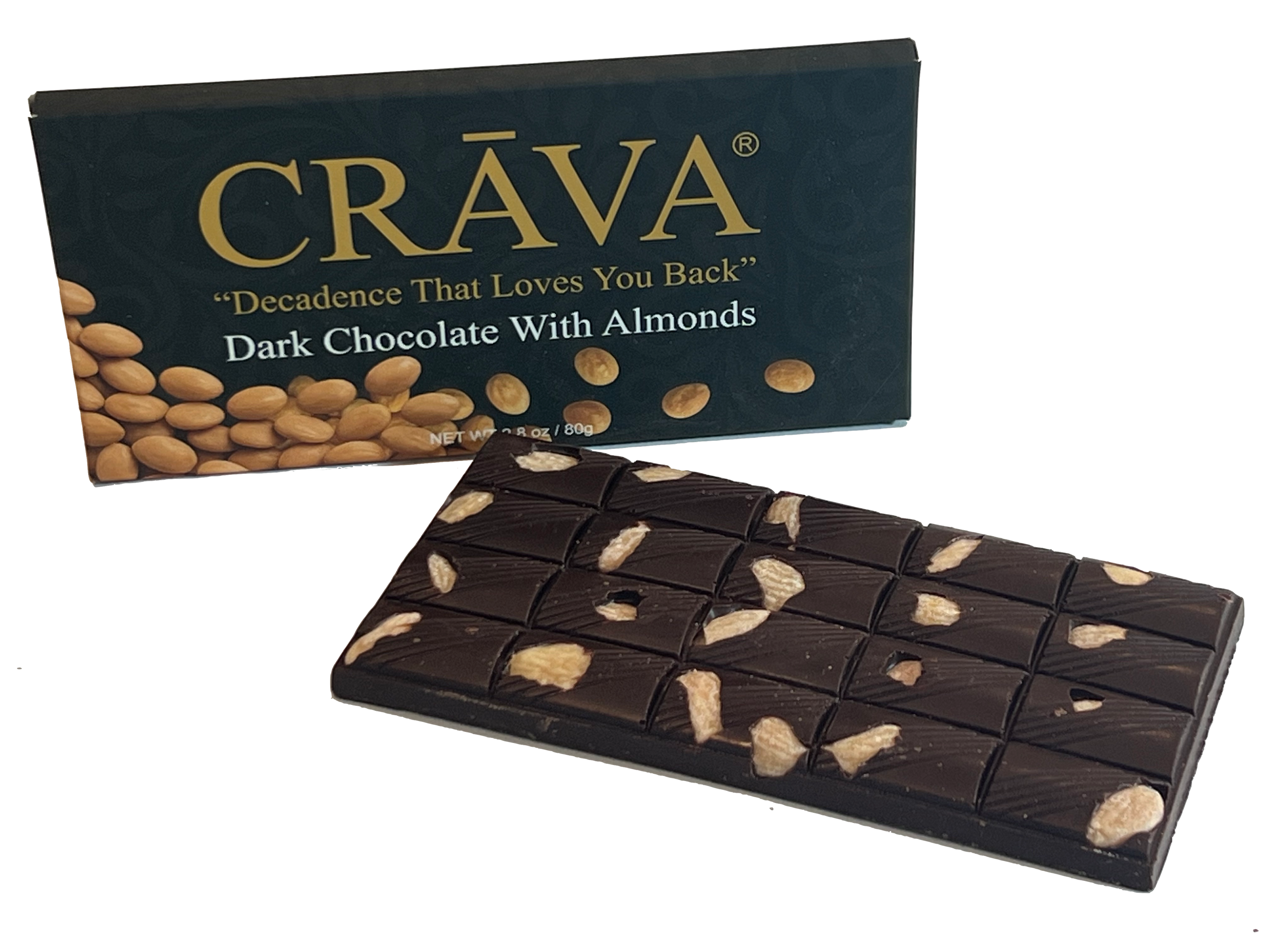 Dark Chocolate with Almonds | Premium Craft Chocolate by CRĀVA™