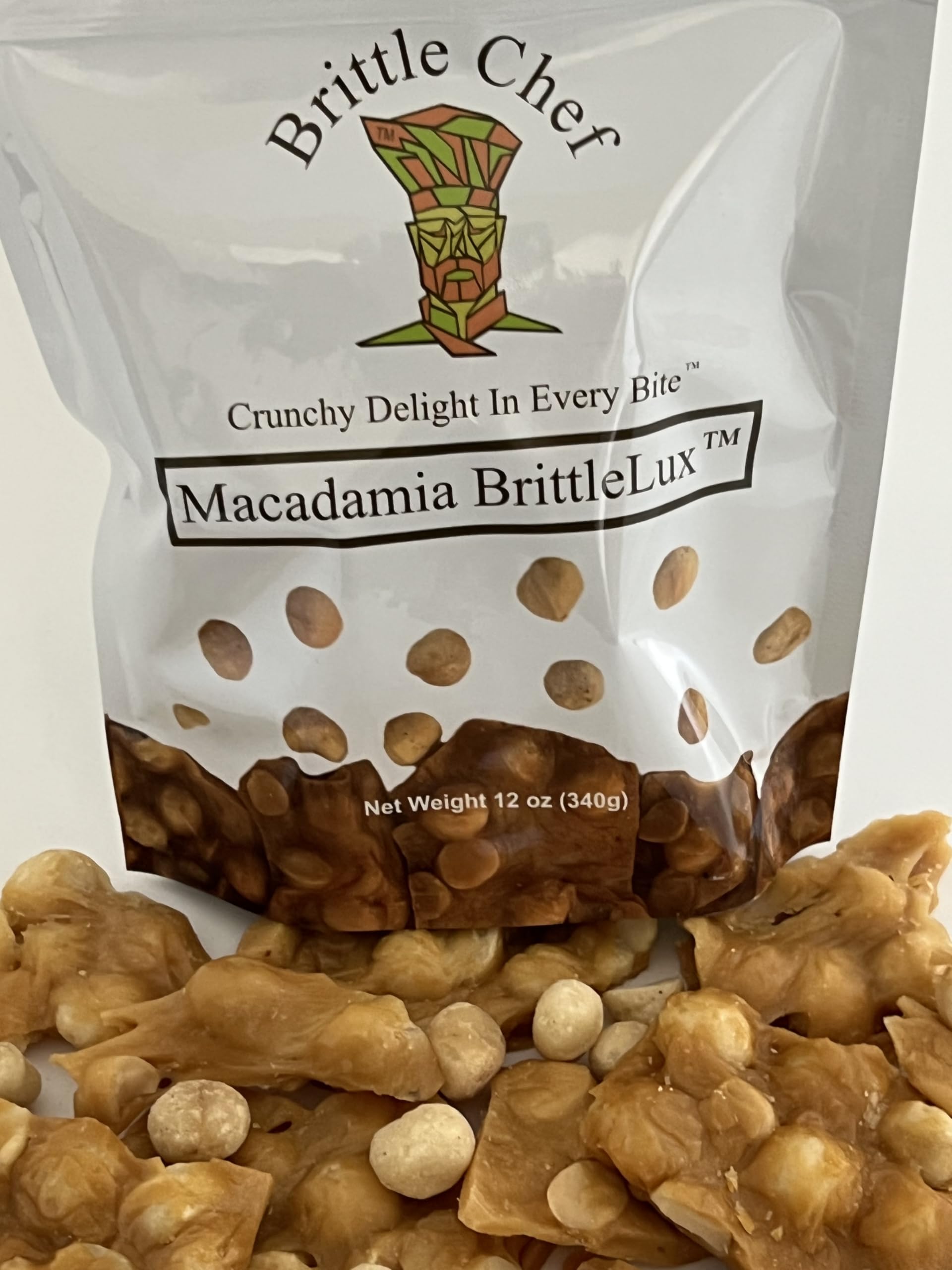Brittle Chef Macadamia BrittleLux, Premium Nut Brittle Candy, 12 oz