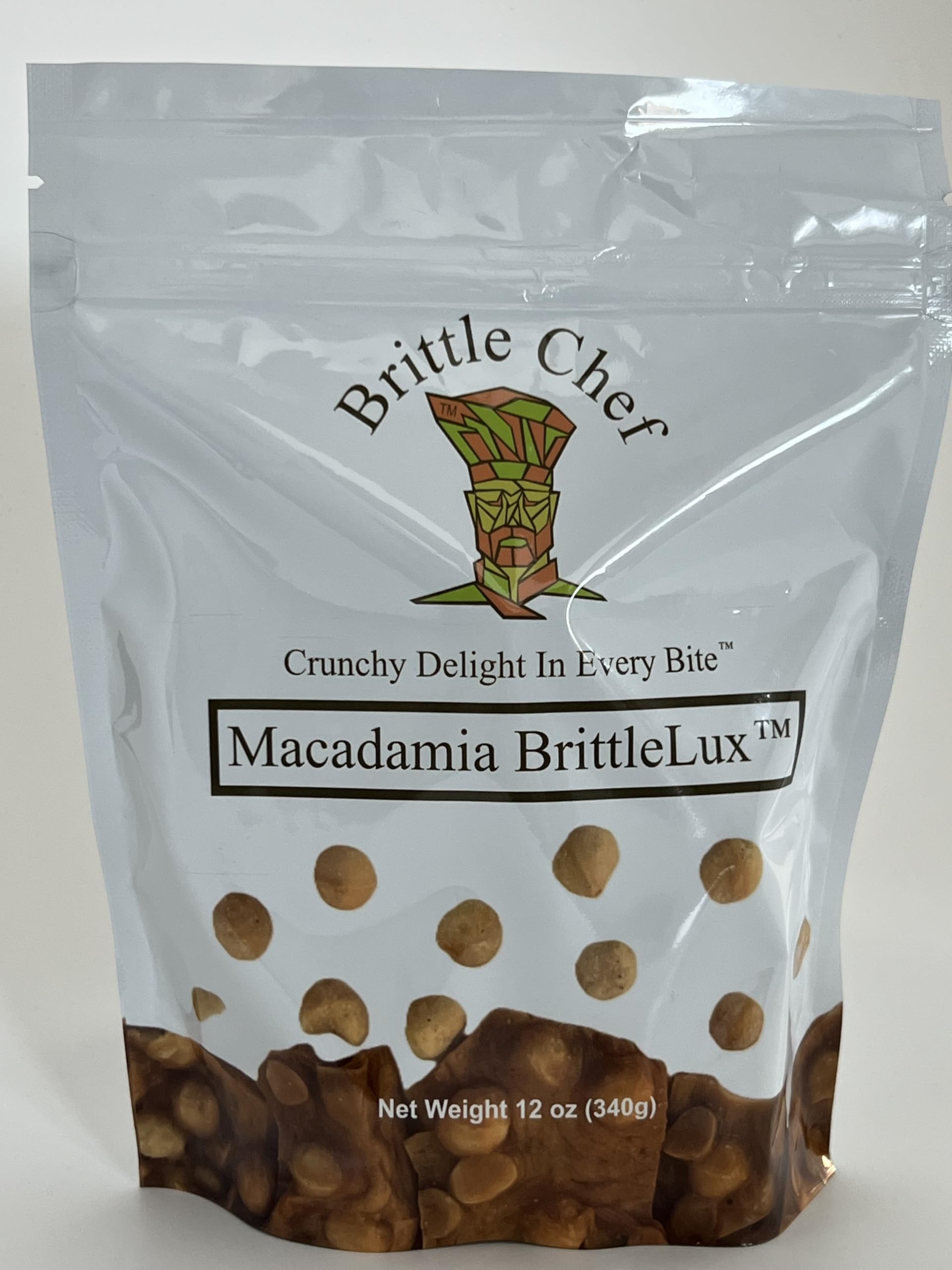 Brittle Chef Macadamia BrittleLux, Premium Nut Brittle Candy, 12 oz